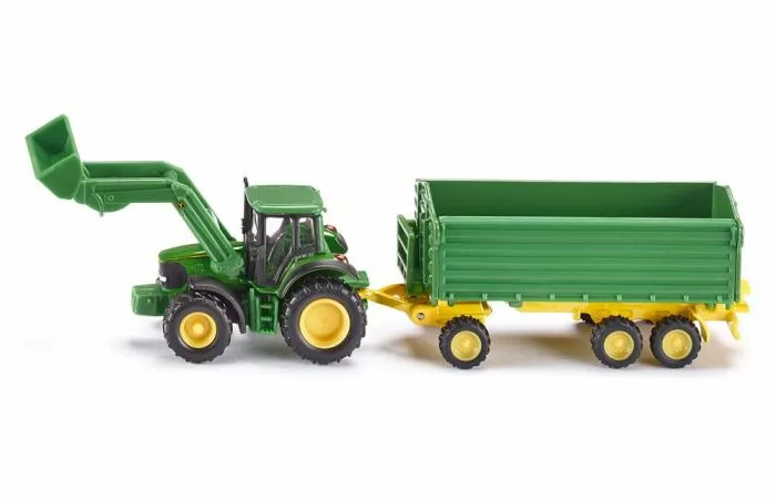 Siku 1843 John Deere Met Voorlader En Trailer 1:87 3 Siku 1843 John Deere Met Voorlader En Trailer 1:87