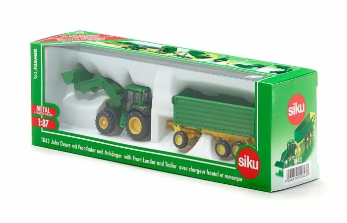 Siku 1843 John Deere Met Voorlader En Trailer 1:87 4 Siku 1843 John Deere Met Voorlader En Trailer 1:87 - Afbeelding 2